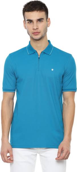 Louis Philippe Men Blue Solid Polo T-Shirt
