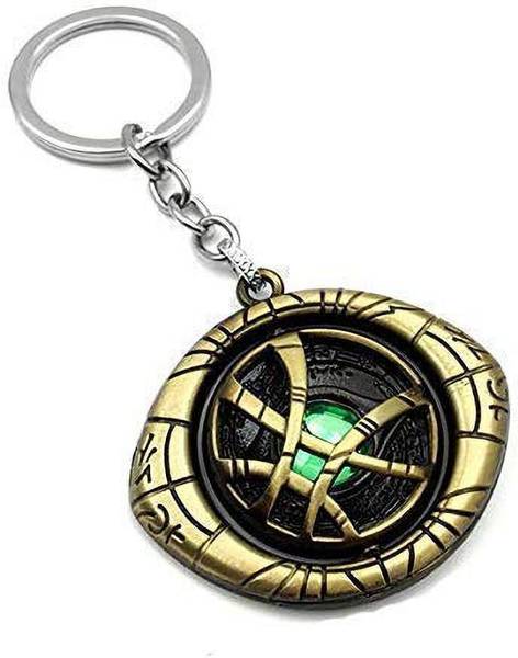 Raj Marvel Avengers Doctor Strange Eye of Agamotto Keychain and Keyring | Key Ring for Car Bike Home Keys | Key Chain for Kids Men Women Boys Girls (Rotating Shield Eye of Agamotto) - Golden Key Chain