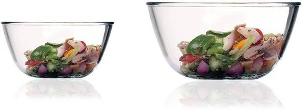 Femora Borosilicate Glass Mixing Bowl Borosilicate Glass Mixing Bowl Microwave Safe-1650ml, 2100ml Set of 2