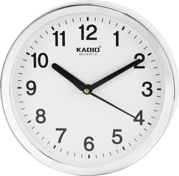 Kadio Analog 20 cm X 20 cm Wall Clock  (White, With Glass, Standard)