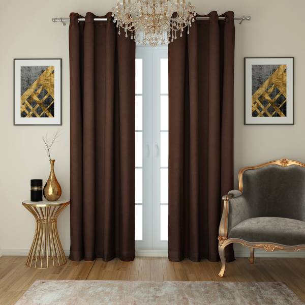 SWAYAM 228 cm (7 ft) Silk Blackout Long Door Curtain Single Curtain
