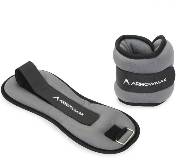 ArrowMax Adjustable Ankle/Wrist Weights with breathable material for training (1kg x 2pc) Grey Ankle & Wrist Weight