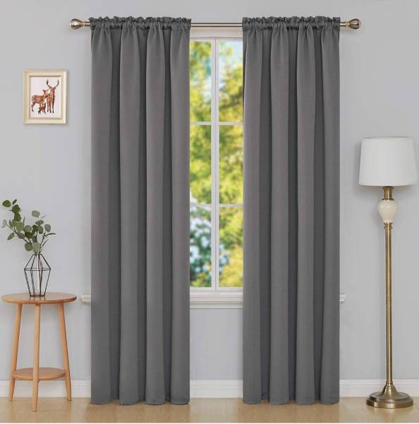 COMFY HOME 243.8 cm (8 ft) Silk Blackout Door Curtain (Pack Of 2)