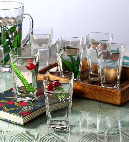 LSK SALES (Pack of 6) Water & Juice Glasses- 6 Pieces, Transparent, Glass Set (280 ml, Glass) Glass Set Water/Juice Glass