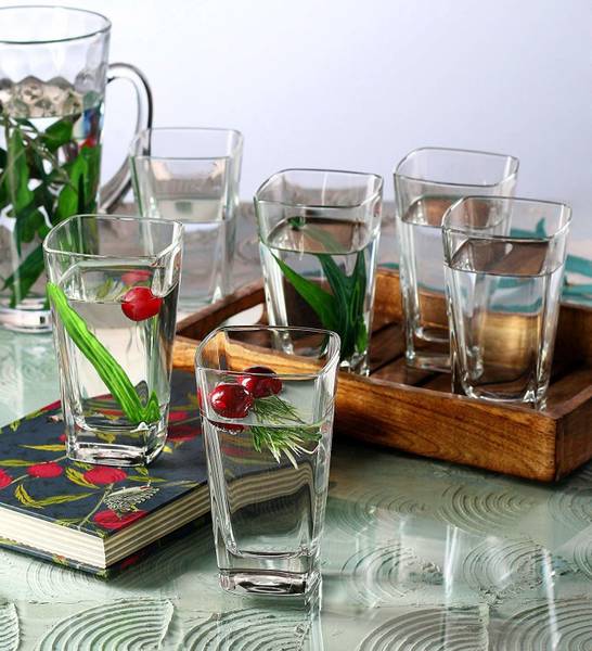LSK SALES (Pack of 6) Water & Juice Glasses- 6 Pieces, Transparent, Glass Set (280 ml, Glass) Glass Set Water/Juice Glass