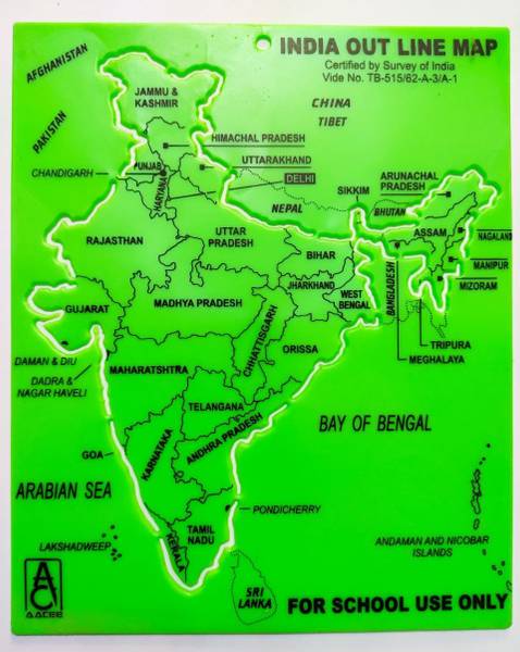 clipper INDIA MAP STENCIL Plastic Map Stencil (19 cm x 15.5 cm x 0.5 cm Green) 1 Piece Map Stencil