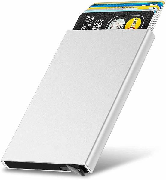 SMKT RFID Credit Card Holder Pop Up Blocking Security Slim Case Case for Men and Women Waterproof card case 7 Card Holder  (Set of 1, Silver)