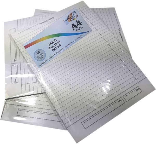 MAJESTIC BASKET High Quality One Side Ruled White Project/ Assignment/ Practical / Homework Sheets [60 Sheets - Set of 3] One Sided Ruled A4 90 gsm Mu...