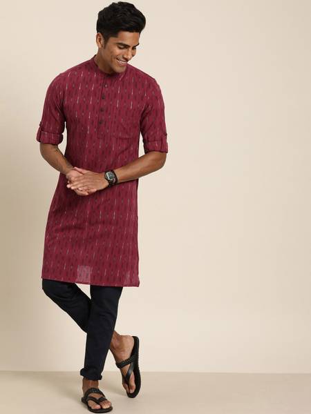Taavi Men Woven Design Straight Kurta Price History