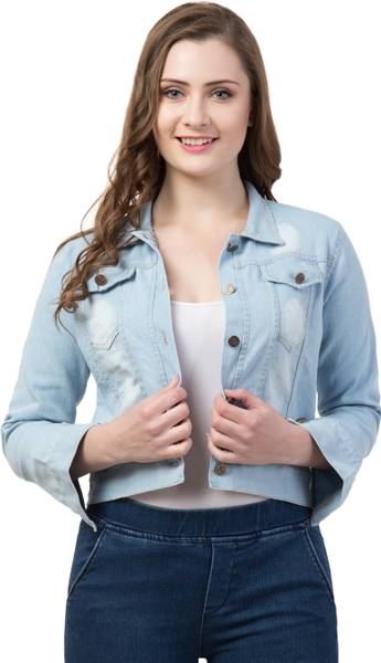 FUNDAY FASHION 3/4th Sleeve Solid Women Denim Jacket