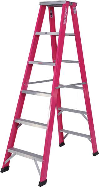 Alco 5-step Heavy Duty Foldable Pink Aluminium Ladder (with anti skid shoes) 6-feet Aluminium Ladder