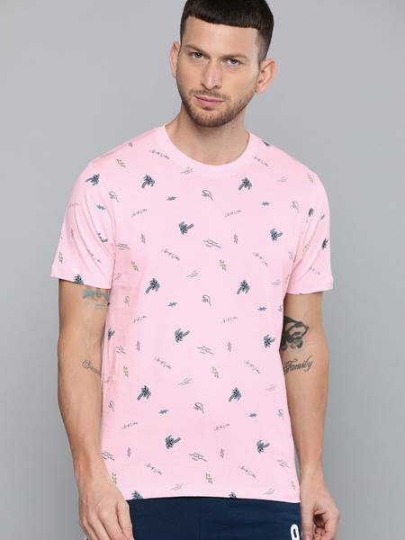 Kook N Keech Printed Men Round Neck Pink T-Shirt