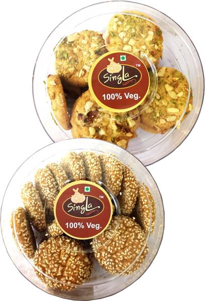 Singla Nutty Butty Cookies 300g, Til Cookies Biscuits 300g combo pack of 2 (2 * 300g) Cookies