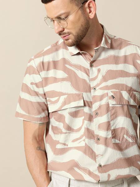 Mr Bowerbird Men Printed Casual Brown Shirt