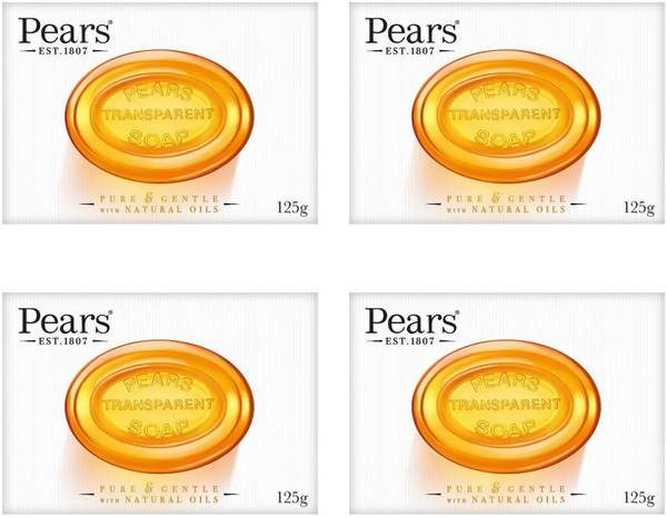 Pears Imported (Made in UK) Pure & Gentle With Natural Oils 125g (500 g, Pack of 4)
