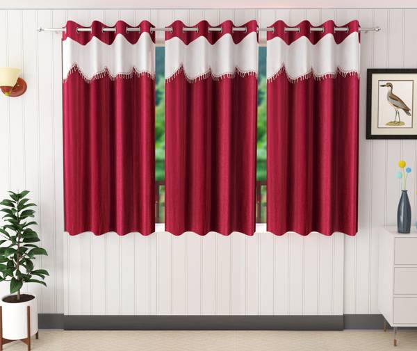 Stella Creations 152 cm (5 ft) Polyester Room Darkening Window Curtain (Pack Of 3)