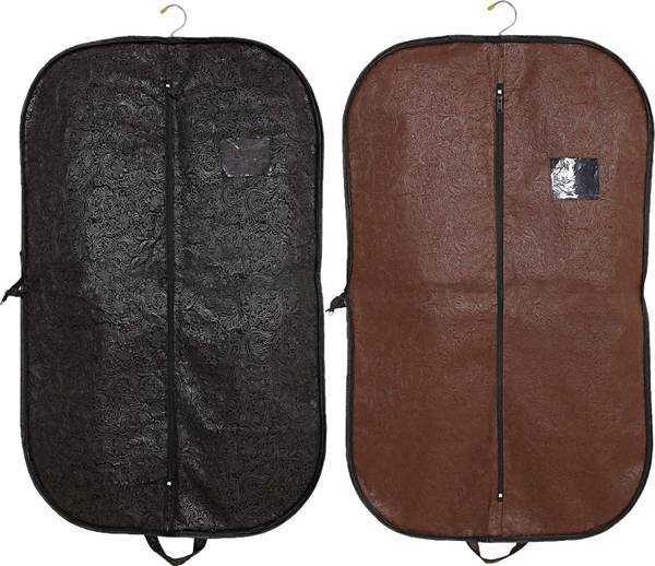 KUBER INDUSTRIES Designer Embossed Design 2 Pieces Foldable Non Woven Men's Coat Blazer Cover (Black & Brown) -CTKTC42273 BILLION042273