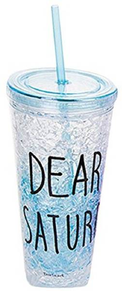 BabyBaba Attractive Acrylic Frosty Mason Jar Ice Cup with Strew and Lid Freezing Gel for Juice Soft Drinks and Water (650 ml, Blue) Plastic Mason Jar