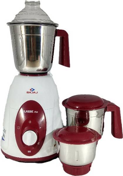 BAJAJ MIXER GRINDER CLASSIC 750 750 Mixer Grinder (3 Jars, DEEP RED AND WHITE)