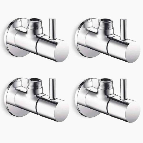ADDOR PACK OF 4 Angle Valve Bathroom Faucets Taps and Faucet Angular Stop Cock Wash Basin for Geyser Tap, Chrome PLATED Angle Cock Faucet