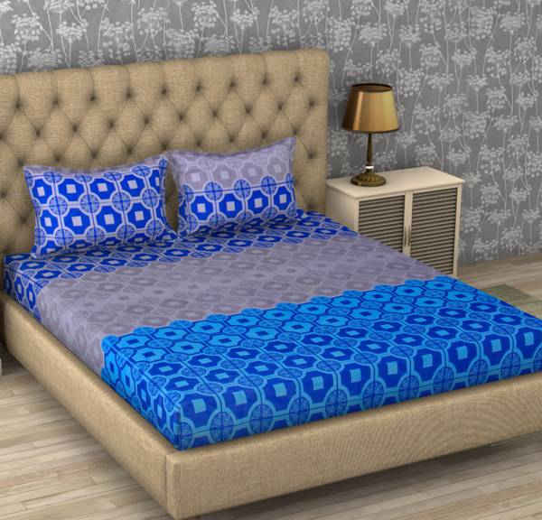 Flipkart SmartBuy 104 TC Cotton Double Printed Flat Bedsheet