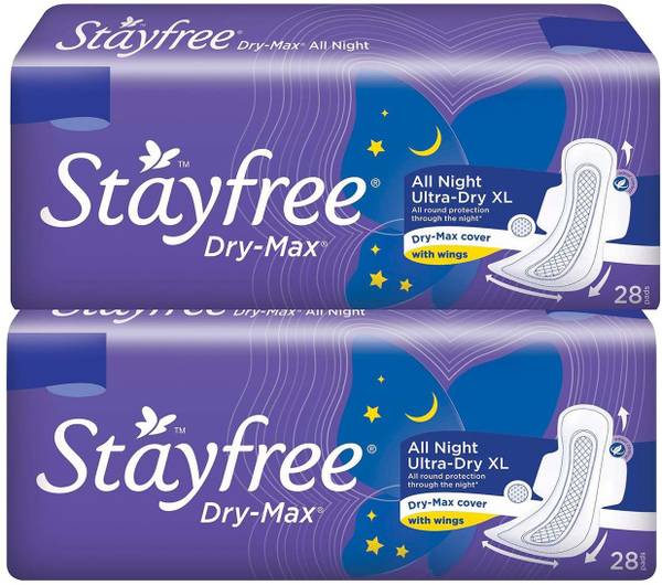 STAYFREE Dry Max All Night Sanitary napkins (28+28 Count) Sanitary Pad