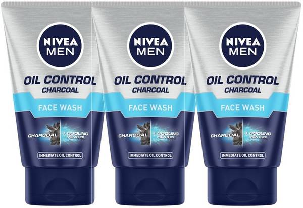 NIVEA MEN Oil Control Charcoal , 100ml (Pack of 3) Face Wash