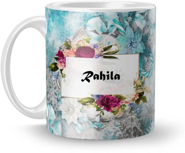 Beautum Name Rahila Printed White Ceramic (350)ml Model No:BTNAMXYZ016587 Ceramic Coffee Mug