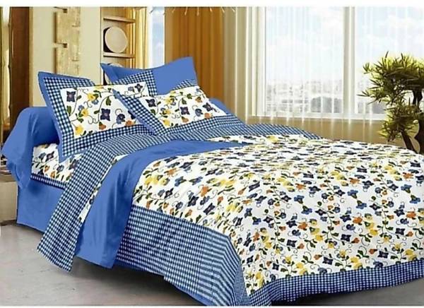 SK Fashion 600 TC Cotton King Printed Flat Bedsheet