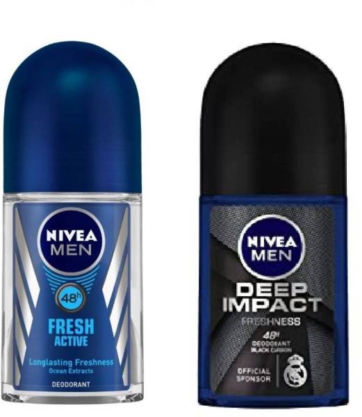 NIVEA Men Deep Impact , fresh active pack of 2 Deodorant Spray - For Men
