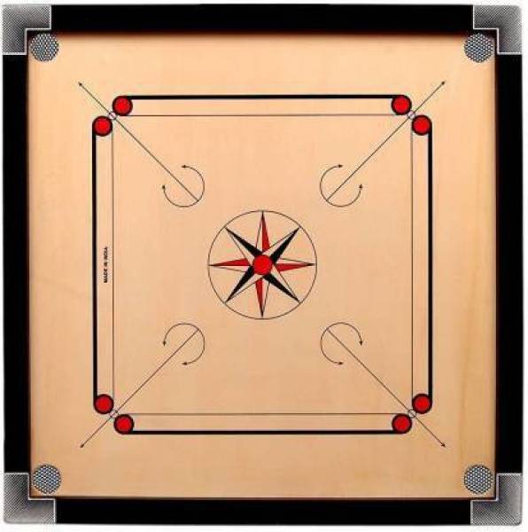 ZAFEX 32 Inch Carrom Board with Coins Striker and Boric Powder Combo Number Six Carrom Board Board Game