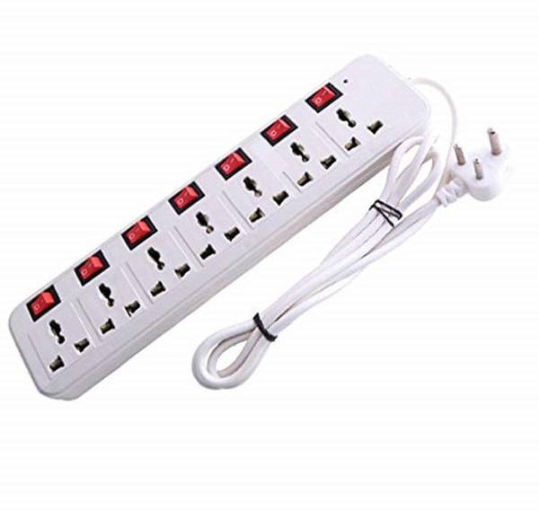 Leavess 7 Switch 7 socket extension Board with 3mtr wire 6AMP 7 Socket Extension Boards