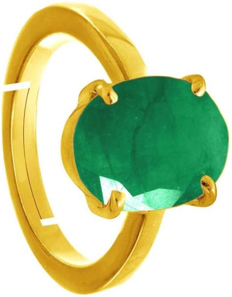 SHYAMKRIPA GEMS Copper Emerald Gold Plated Ring
