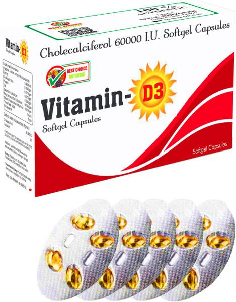 BEST CHOICE NUTRITION vitamin D3 60000 IU | One-A-Week For Strong Bones, Muscles, Immune System