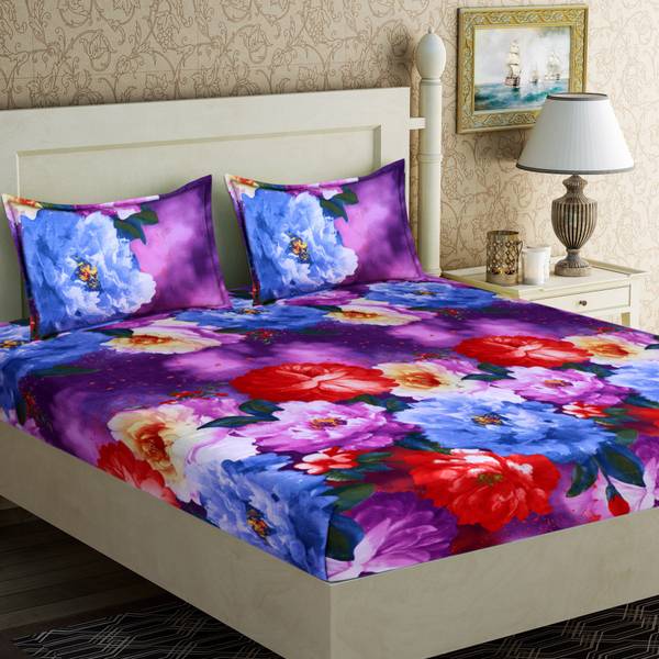 Flipkart SmartBuy 152 TC Microfiber Double Floral Flat Bedsheet