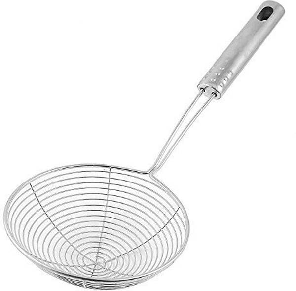 poksi Stainless Steel Deep Fry Strainer/Oil Strainer for Kitchen Puri Wire Skimmer with Spiral Mes Strainer