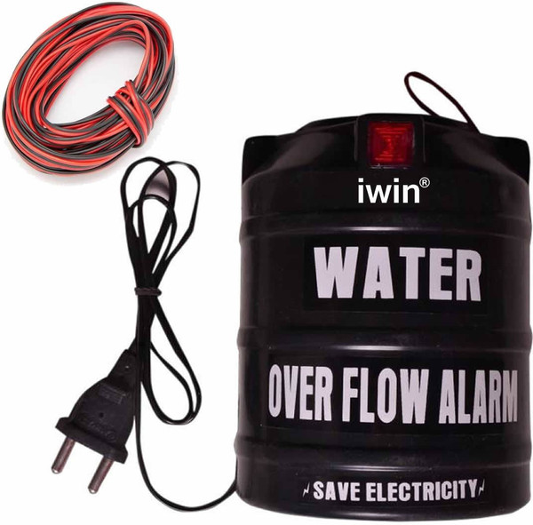 CraftQua Black Water Overflow Sensor Alarm Tank with Loud Voice Quality & 15mtr Wire DIY Wired Sensor Security System