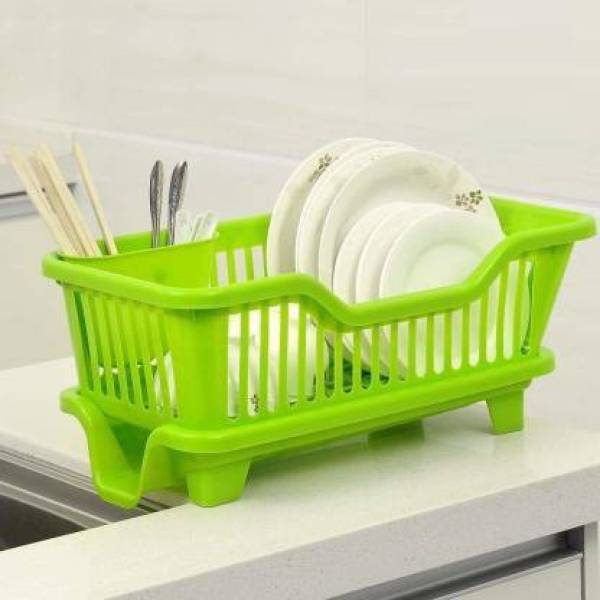 RUVI Dish Drainer Kitchen Rack Plastic Plastic Kitchen Sink Dish Drainer Drying Rack Washing Basket with Removable Tray Organizer Water Dispenser Kitc...