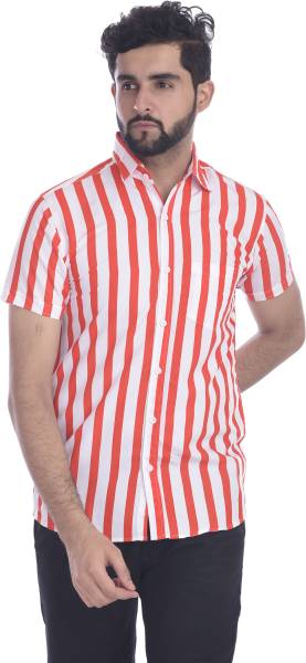 Gasperity Men Striped Casual Red, White Shirt