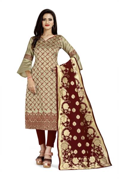 Diva's Choice Cotton Silk Solid, Embroidered, Self Design Salwar Suit Material