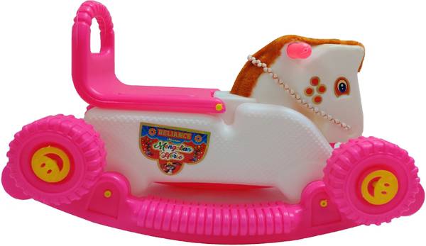 MLU Enterprises OH BABY' by flipkart PLASTIC MANGOLI HORSE WITH ROCKING FUNCTION,AMAZING COLOR Bike Battery Operated Ride On