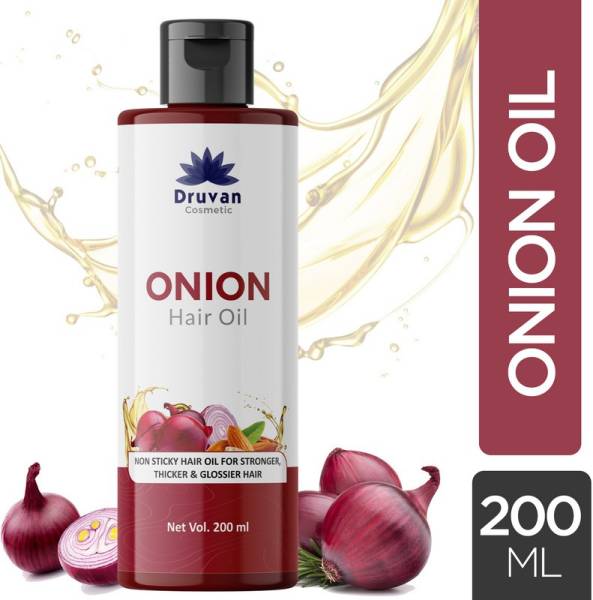 Druvan Cosmetic Onion Non Sticky Hair Oil For Stronger, Thicker & Glossier Hair, Moisturizer & Softener for Hair | 100% Pure & Natural Hair Oil