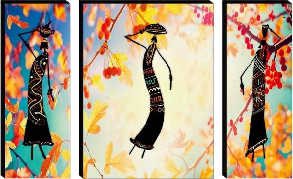 saf Tribal Set of 3 Digital Reprint 12 inch x 18 inch Painting