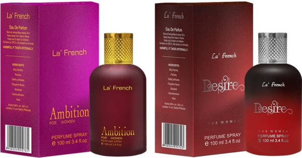 La French AMBITION FOR WOMEN & DESIRE FOR WOMEN Perfume, Long Lasting Floral Fragrance, EAU DE PARFUM 100ML PACK OF 2