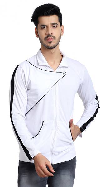 Black Collection Self Design Men Polo Neck White T-Shirt