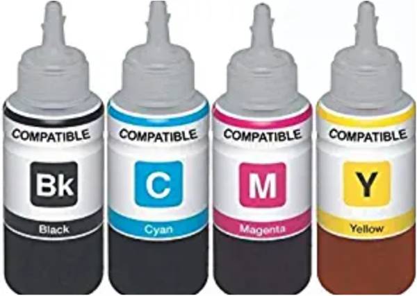 Printcare Refill Ink for Use in Canon Pixma MG2577s All-in-One Inkjet Printer - Cyan, Magenta, Yellow & Black - 100 ML Each Bottle Black + Tri Color C...