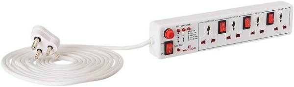 Anchor By Panasonic Spike Guard- 4 Universal Socket Shutter with Individual Switch - 4 Mtr 4 Socket Extension Boards