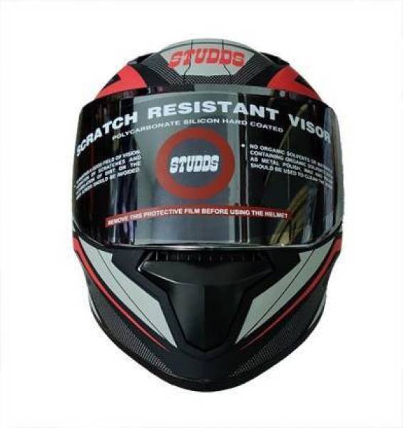 STUDDS THUNDER D4 MATT BLACK N2 RED MIRROR VISOR Motorbike Helmet