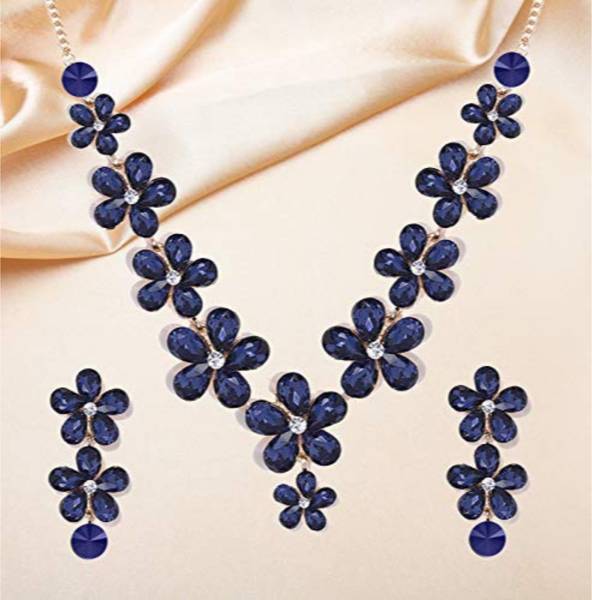 YouBella Alloy Gold plated Blue Jewellery Set Price History