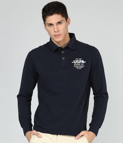 U.S. POLO ASSN. Solid Men Polo Neck Blue T-Shirt